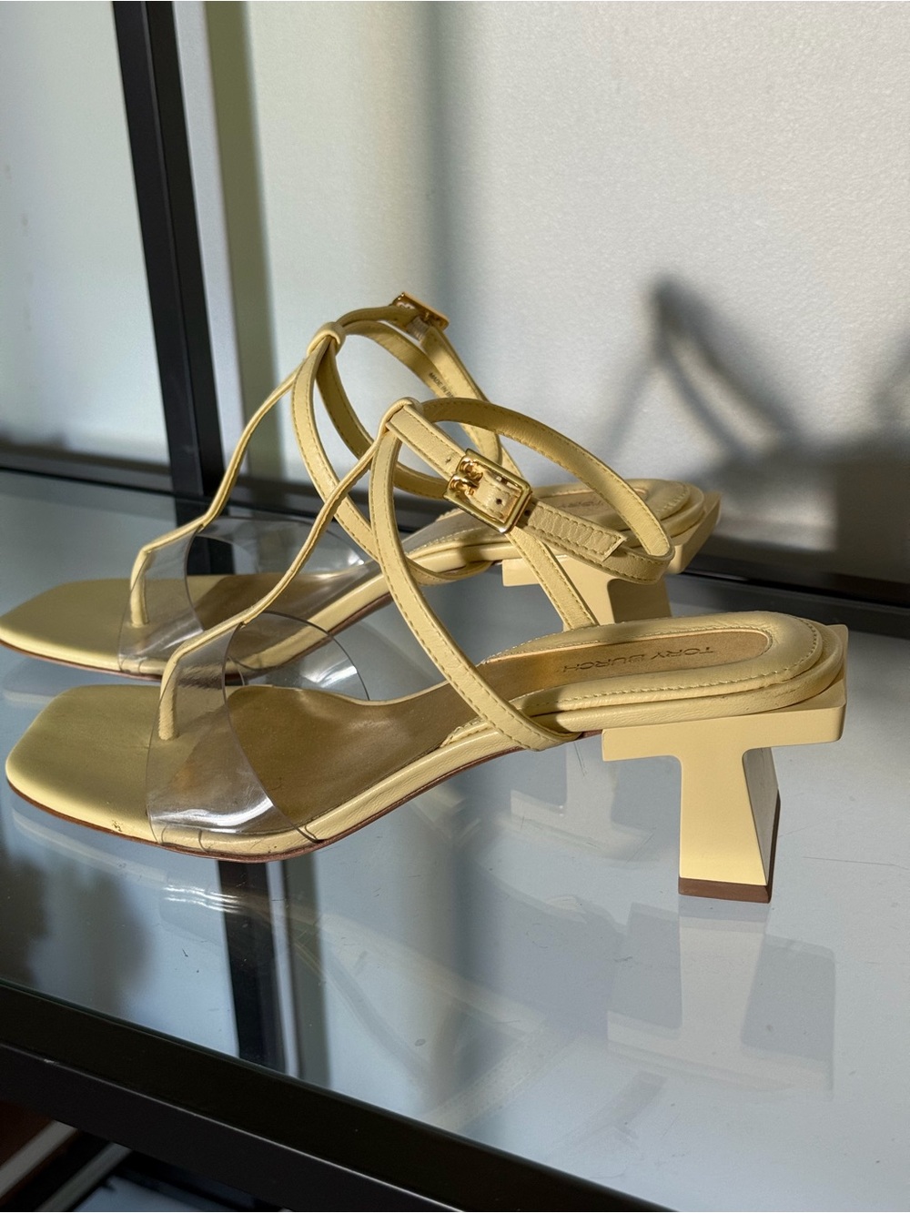 Tory Burch Yellow T-Strap Heel Runway